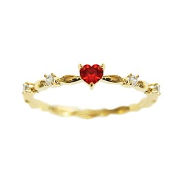 Viyuroyk 925 Sterling Silver Shiny Heart Shape Cubic Zirconia Gold Plating Rings Red Diamond Rings for Women Jewelry Findings Earring Backs Findings (US Code 6)