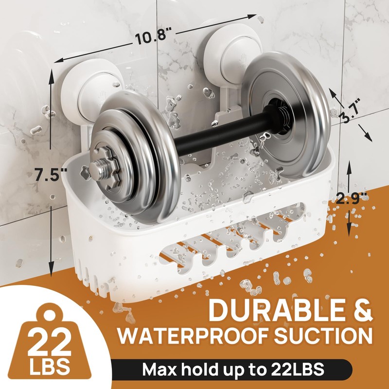 LEVERLOC Shower Caddy Suction Cup 2 Pack, Shower Organizer Removable