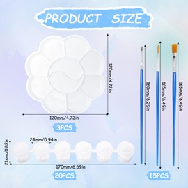 Sixfolo 120 Pots Empty Paint Strips 5 ml Small Paint Pots with Lid Mini Paint Pot Plastic Paint Container Small with 15 Brushes and 3 Mixing Palette for Painting and Crafts (20 Strips)