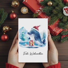Christmas Cards with Envelope Set (20 Pieces) - 10 Animal Motifs, 2 Pieces Each - A6 Folding Cards - Christmas Cards - Funny Christmas Cards - Animal White