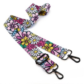 ZOOEASS Nickel Buckles Wide Shoulder Strap Adjustable Replacement Belt Gun Buckles Guitar Style Crossbody Bag Strap(Wide:1.5in,Long:49.2in) (Flower5)