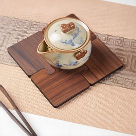 Wooden Coasters Set of 4 Trivets for Kitchen Worktops Puzzle Coasters for Coffee/Drinks/Tea Heat Resistant Mat Coffee Table Decor Home Decor Kitchen Decor (Brown - Walnut Wood)