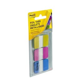Post-it Pestañas de aluminio, colores iridiscentes, 36 pestañas/paquete, 1 x 1.5 pulgadas (686-FLOPBT)