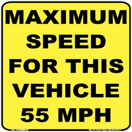 Safety Decal Unlimited Vehicle Maximum Speed 55mph Yellow/Black Caution Bus Dump Truck Rental Car GPS Monitored Label Sticker Decal Made in USA 6"x 6"