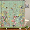 Shower Curtain, Green Bird Floral Leaf Shower Curtains, 180x180cm (71x71Inch)