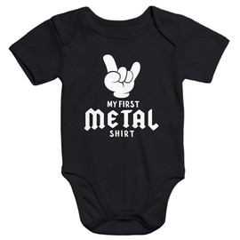 MoonWorks® Short-Sleeved Baby Bodysuit My First Metal Shirt Hardrock Heavy Metal Organic Cotton, Metal Shirt Black