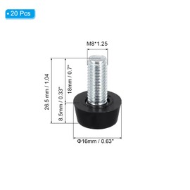 PATIKIL M8 Thread Furniture Leveling Feet, 20 Pcs M8 x 1.25 Adjustable Leg Levelers Screw in Table Leg Levelers Feet for Desk Chairs Cabinet Stool Legs