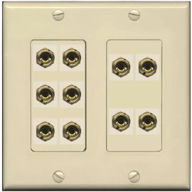 RiteAV 10 Banana 5 Speaker 2 Gang Wall Plate - 2 Gang [Ivory/Ivory]