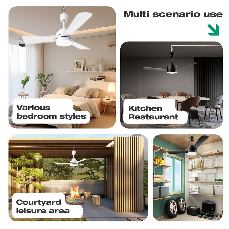 lbvuer Small Ceiling Fans with Lights,28" Plug in Ceiling Fan