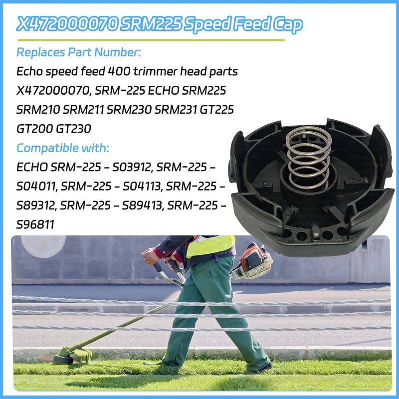 YIEHRNS X472000070 SRM225 Speed Feed Cap 400 Trimmer Head Weed