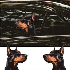 WANDUZHU 3D Cute Dog Stickers for Car Window Decals Waterproof Funny Animal Decal Sticker Car Truck SUV (Doberman, Left Side)