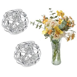 MEISO 2 Pieces Flower Frogs, Ikebana Kenzan, Aluminum Flower Arrangement, Flower Decoration Tool Fissoper for Vases, Flower Decorations, Art Creations, Home Decoration (Silver)