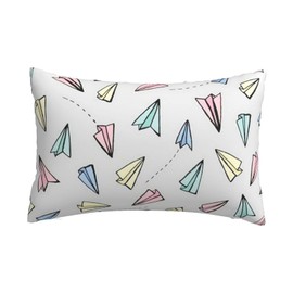 YUMEBLTD Color Paper Airplane Pillow Cover, 16.9 x 24.8 inches (43 x 63 cm), Stylish, Cotton Blend, Washable, Dust Mites, Moisture Wicking, Antibacterial, Ultimate Touch, Odor Resistant, Soft,