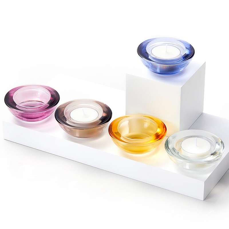 ELIVIA Grey Tealight Candle Holders - Set of 12, Round