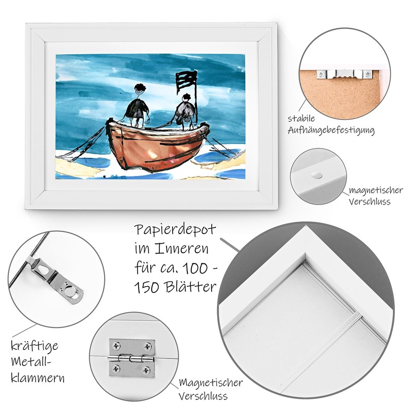 JAMAT HOME Picture Frame for Children's Drawings A4 Frame Hinged