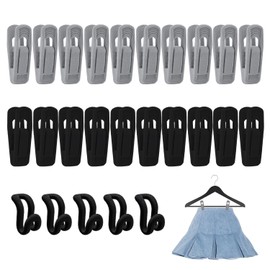 20 Pieces Flocked Clips, 5 Pieces Hanger Connectors, Trouser Clips, Strong Clothes Pegs, Clothes Hanger Connecting Hooks, Flannel Clips, Felt Hanger Clips