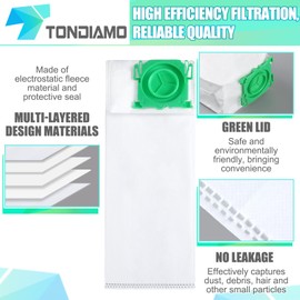 Tondiamo 12 Pcs Vacuum Cleaner Bags Compatible with Sebo K series, X series, X/C/370, Airbelt Model K series Replacement Vacuum Filter Bags for Sebo K1/k3