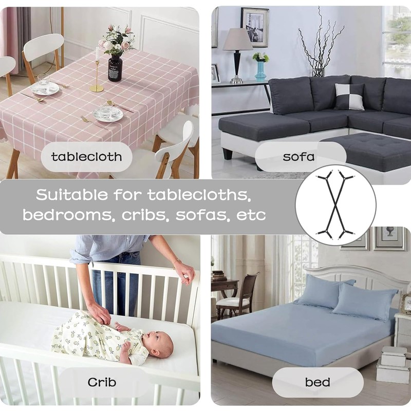 2PCS Adjustable Bed Sheet Clips - Bed Sheet Straps Triangular