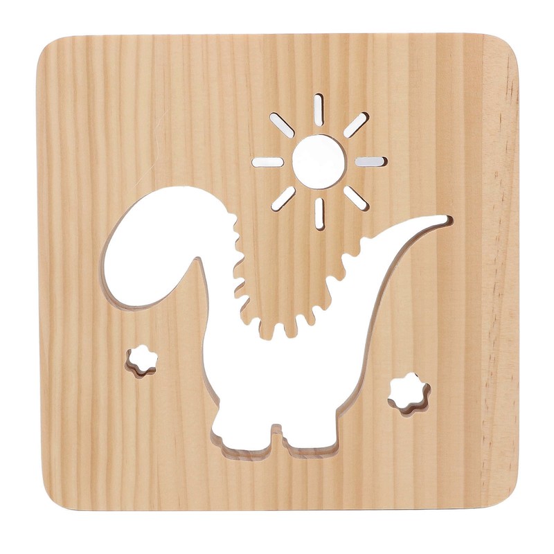 Wood Carving Lamp Dinosaur Hollow Pattern Warm White Light USB