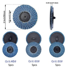 Bestgle 15pcs 2 Inch 50mm Roll Lock Flap Disc Grinding Sanding Wheel with 1/4 Shank Disc Holder, 40/60/80 Grit Abrasive Discs Grinder Discs Grinding Wheels for Metal Wood Polishing Angle Grinder