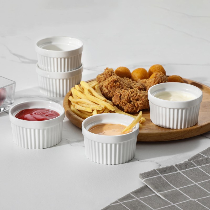 MALACASA Ramekins 6 oz Oven Safe, Porcelain Creme Brulee Ramekins