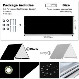 Playground Replacement Canopy, 52" x 90" Swing Set Replacement Tarp, Waterproof 210D Oxford Cloth Playset Replacement Tarp, Playground Accessories for Kids Outdoor, Backyard Playground (Black)