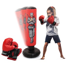 47 Inch Inflatable Kids Punching Bag with Boxing Gloves, Free Standing Punching Bag, Great Gifts for Children, Boys and Girls