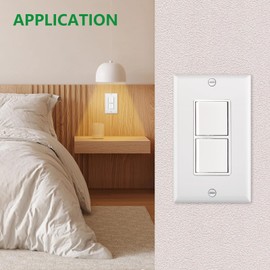 Wengart (2-Pack) Combination Rocker Switch and Receptacle, 15 Amp 120V, Single Pole Light Switch with Duplex Outlet, Wall Plate Included, UL Listed, Space-Saving Design for Bathroom & Kitchen, White
