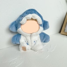 Blue Shark Onesie Outfit for Mini Vinyl Doll Figures – Adorable Full-Body Doll Clothes Costume for Collectible Toys & Artistic Figures – Fun Accessories for Display & Play