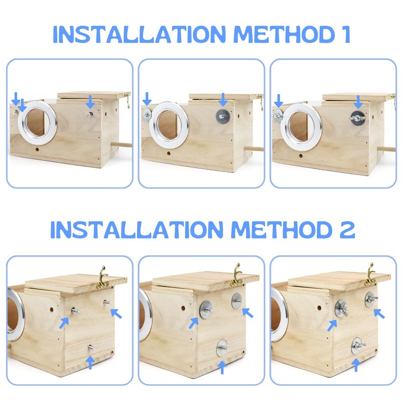 TiereCare Parakeet Nesting Box - Visual Wooden Bird Nest Breeding