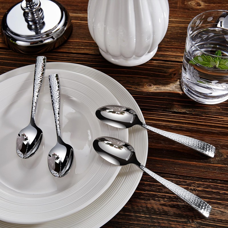 KEAWELL Premium 20/45/65 Piece Louis Hammered Silverware Set with Squared