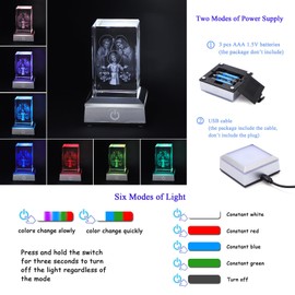 KOMI 3D Crystal Holy Family Figurine Statue with LED Light Base, Laser Engraved Holy Family Statues Religious Gifts for Women Men, Christian Catholic Gifts