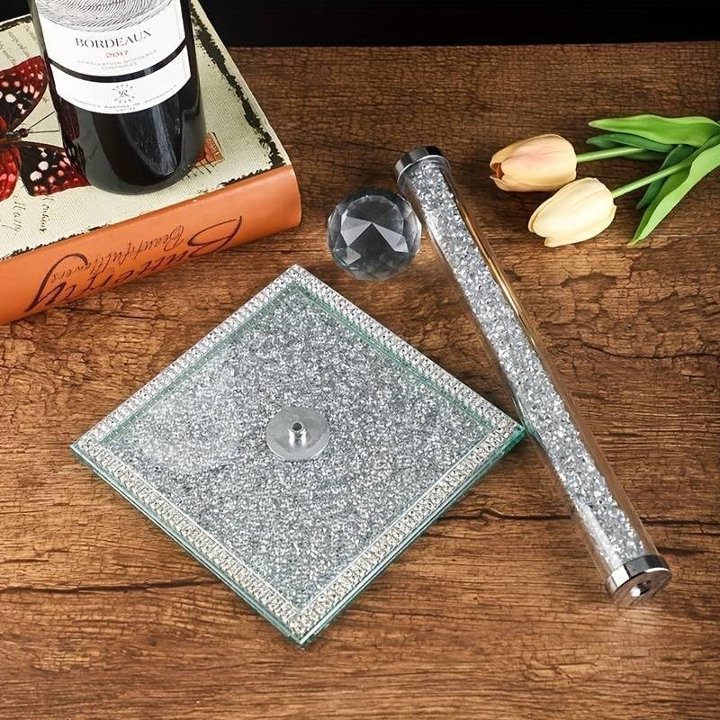 Crushed Diamond Silver Paper Towel Holder, 34cm, Elegant Rack for