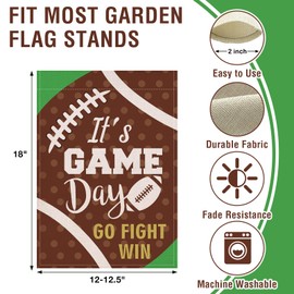 Artofy Football Season Small Decorative Garden Flag, It's Game Day Go Fight Win Yard Lawn Outside Decor, Rugby Sport Burlap Outdoor Home Decoration Double Sided 12 x 18