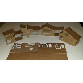 Mini Mid Century Modern Houses- Set of 4 DIY Putz Style Houses