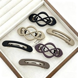 French Hair Barrettes for Women - 6 Pack Vintage Snap Hair Clips for Thick Hair, Elegant Retro Hair Accessories with Classic Design, Secure Hold Hair Clips for Women & Girls (ColorA3)