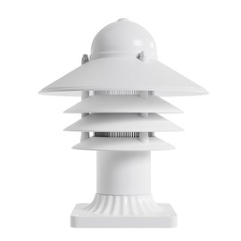 KastLite White Nautical Post Walkway Lamp with Pier Mounting Base | 10" High Outdoor Coastal Fixture | Fits 3" Posts | UL Listed Dock Light | Includes Mounting Hardware
