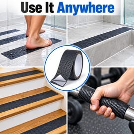 100mm Anti-Slip Tape, Waterproof Non-Skid Floor Grip Strips with Diamond Texture, Wear-Resistant Self-Adhesive Safety Tape for Bathroom & Home