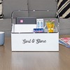AuldHome Design Enamelware Rustic Caddy w/Handle, Distressed White Farmhouse Sort