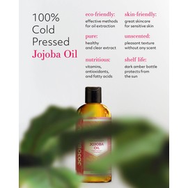 Leven Rose Jojoba Oil, Pure Cold Pressed Natural Unrefined Moisturizer for Skin Hair and Nails 16 Fl. oz