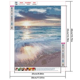 Pack of 4 5D Diamond Painting Pictures Adults Children 30 x 40 cm Diamond Painting Beach and Sea Sunset Landscape Love with Diamond Painting Accessories Daiments Painting Pictures Gifts