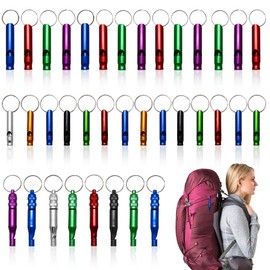 LZYMSZ 36 PCS Extra Loud Aluminum Whistle with Key Chain, 3 Sizes Emergency Situations Survival Whistle Key Ring for Sports Running Training Camping Hiking Outdoor Multiple Colors