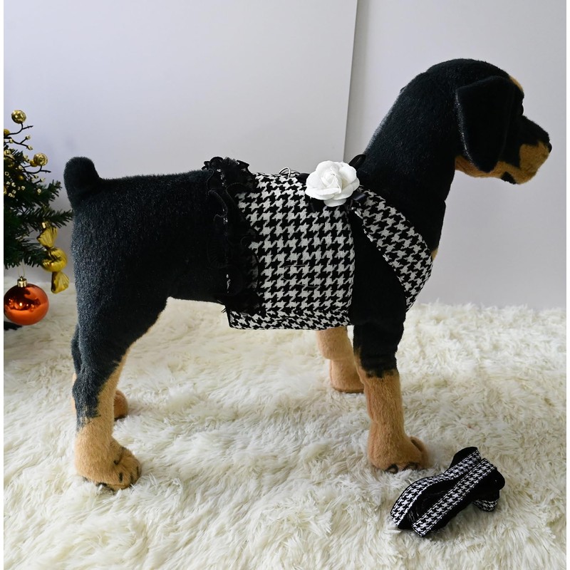 BT Bear Dog Harness Dress with Leash Set,Puppy Dress for