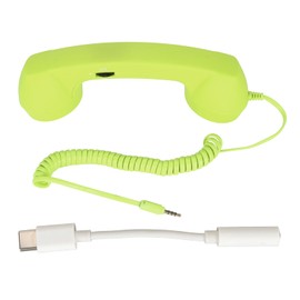 Vintage Retro Telephone Handset, Radiation Proof Cell Phone Receiver MIC Microphone for Cellphone Smartphone, 3.5 Mm Socket with USB C (Green)