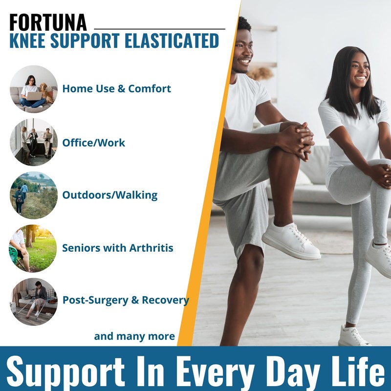 Fortuna Elasticated Knee Support Brace – Compression Sleeve for Arthritis,