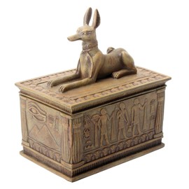 SUMMIT BY WHITE MOUNTAIN Ancient Egyptian Sandstone Anubis God of The Afterlife Small Jewelry Trinket Box