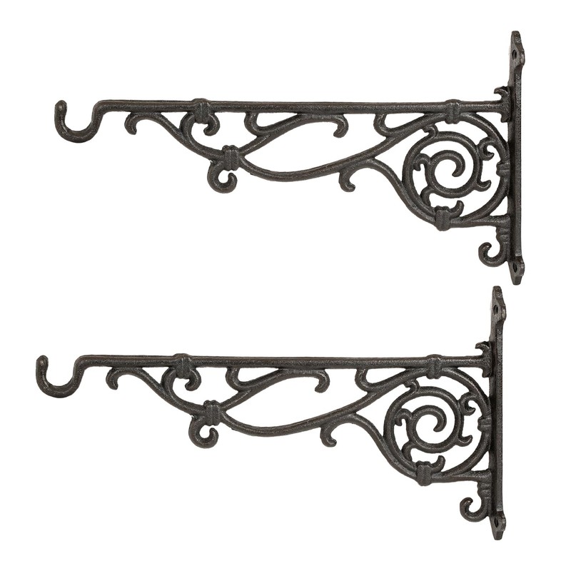 Sungmor Cast Iron Hanging Plant Bracket, 16.5" Large Outdoor Wall
