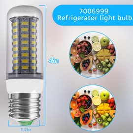 kzfuli 7006999 LED Refrigerator Bulb, Suitable for Replacement Parts of Refrigerators Below Zero Degrees Celsius 7006999, BI Series, 700 Series, and IC-27. 3.5W LED Light Bulb (2 White Light Bulbs)