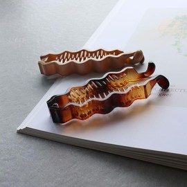 JewelVOX Hair Accessories, Simple Wave Banana Clip, BY-B114, Tortoise Shell