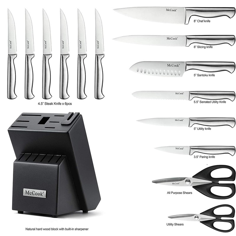 McCook® Knife Sets, German Stainless Steel Knife Block Sets with